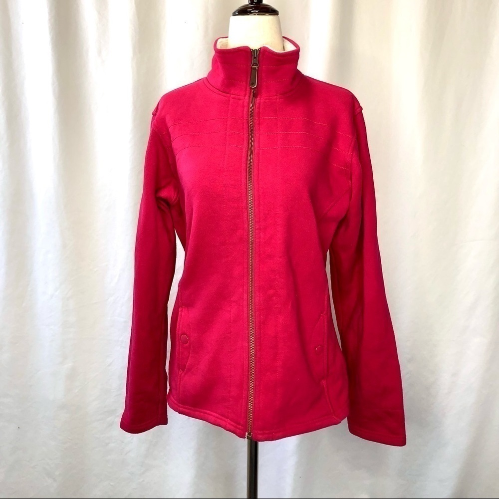 Columbia zippered fleece raspberry pink plush lined collar small